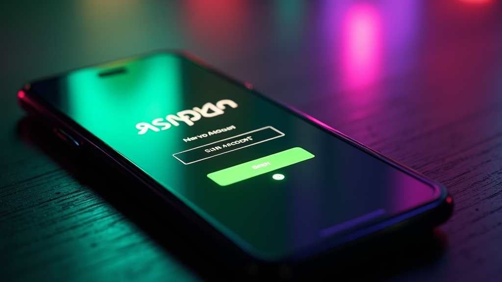Novo usuário criando conta em celular com luzes de cassino ao fundo